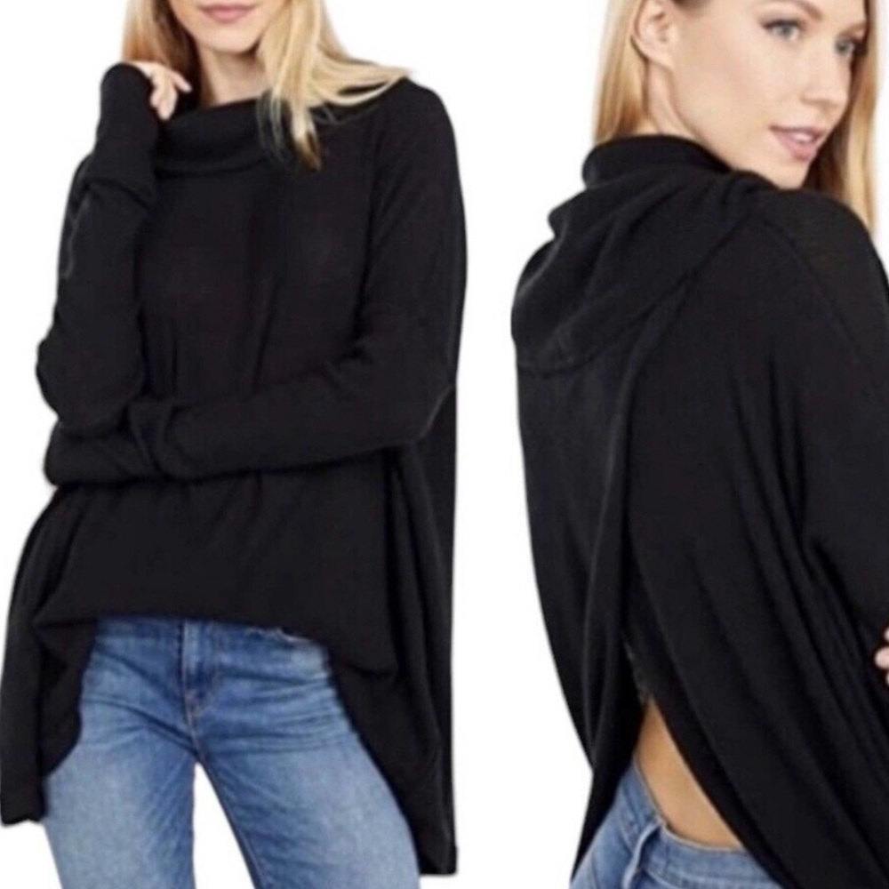 NWT Free People Juicy Long Sleeve Thermal Knit Shirt In Black Size Small - Picture 3 of 15